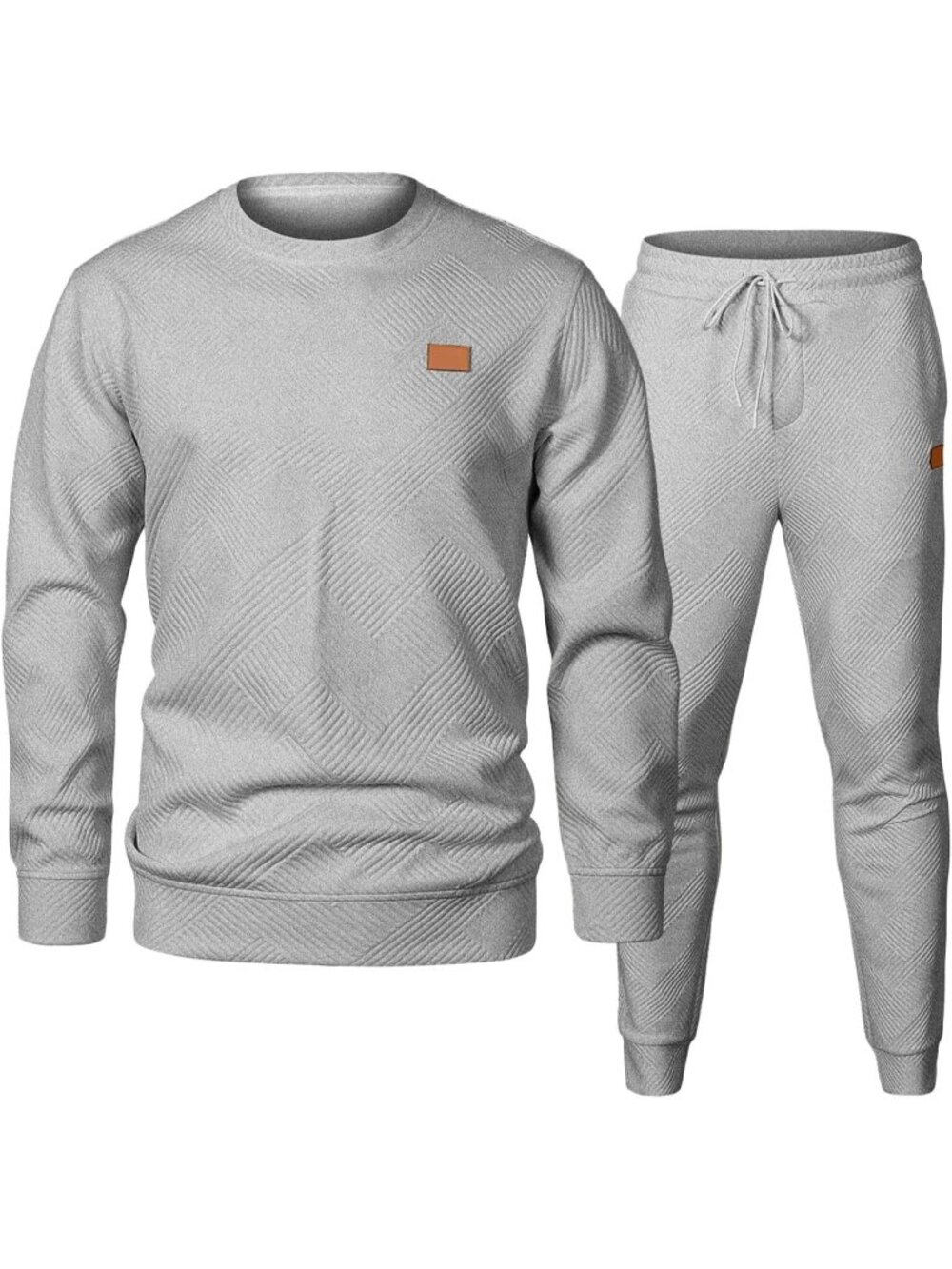 Men's 2 Piece Sets Grey Sweatsuits Casual Long Sleeve Sweatpants Fall Outdoor